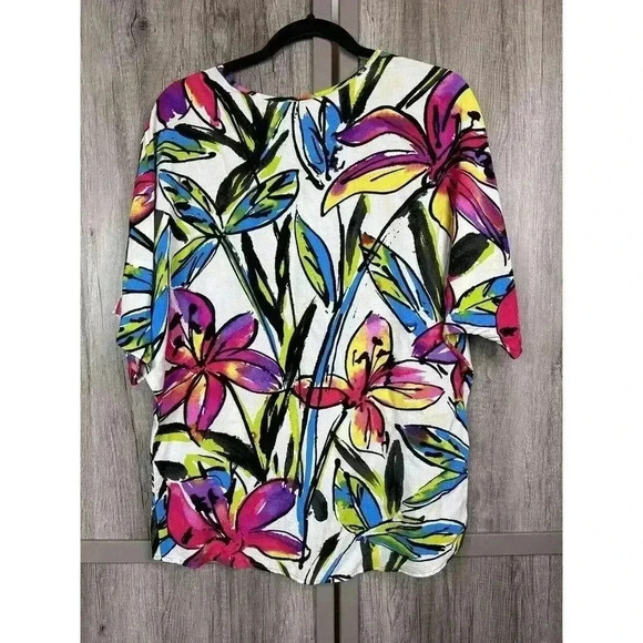 Jams World Top Sz XS Dali Floral Print Short Sleeves Scoop Neckline - Picture 8 of 9